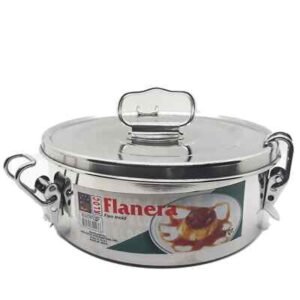 6-Inch Diameter Flanera, 1.5Qt. with lock and lid with handle, stainless steel