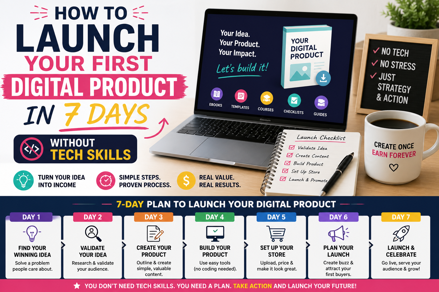 How to Launch Your First Digital Product in 7 Days Without Tech Skills