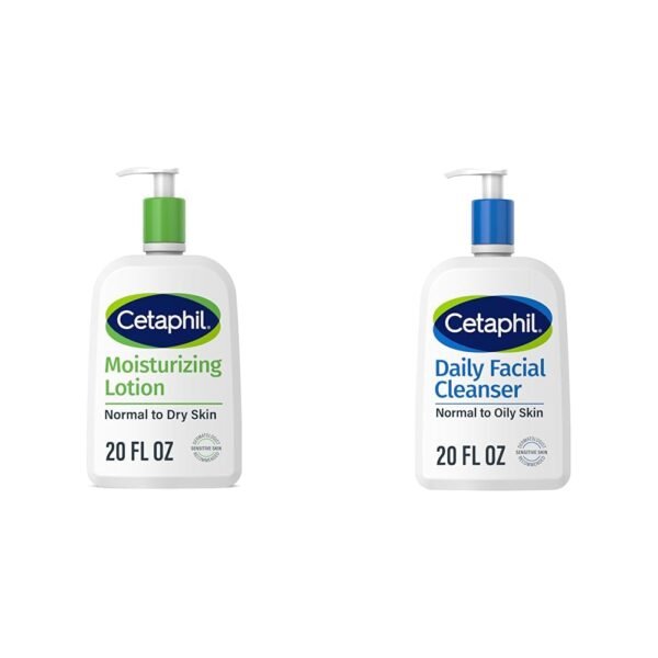 Cetaphil Hydrating Body Moisturizer (20 oz) — Gentle Lotion for All Skin Types, Including Sensitive; Daily Facial Cleanser (20 oz) for Sensitive, Combination-to-Oily Skin